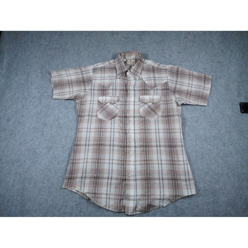 Vintage Dee Cee Western Shirt Mens 16 Pearl Snap Short Sleeve Made USA 70s